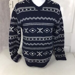 Old Navy  Women's  Wool V Neck  Sz M Fair Isle Preppy Nordic